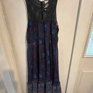 Elegant Blue and Black High Low Dress